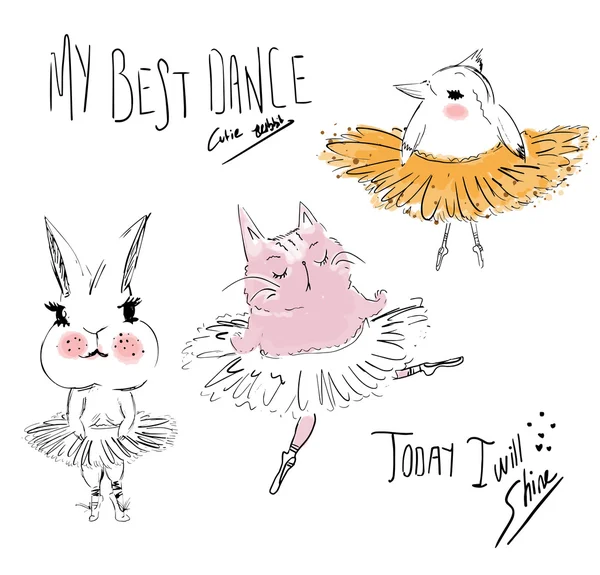 Animaux de ballet mignon — Image vectorielle