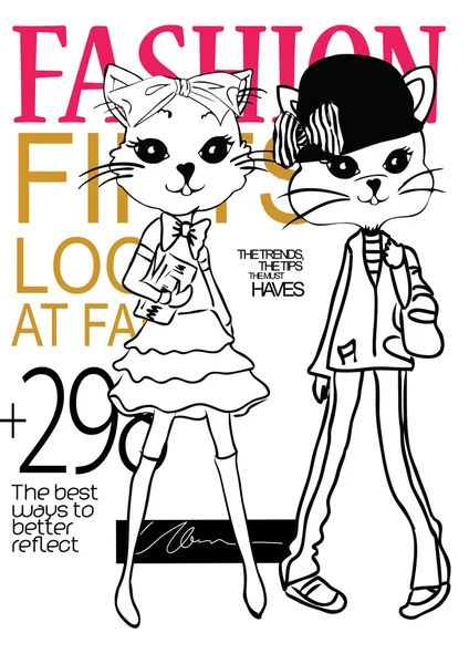 Lovely fashion cats — Stock Vector