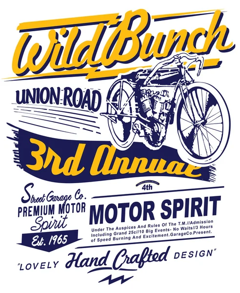 Motocicleta vintage con texto — Vector de stock