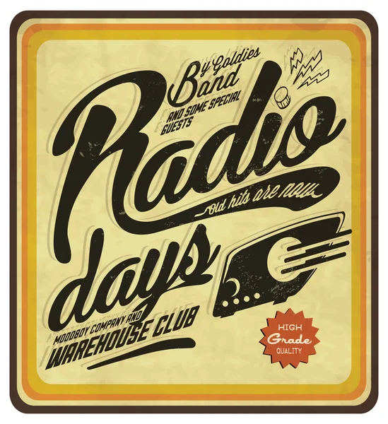 Radio emblema vintage — Archivo Imágenes Vectoriales