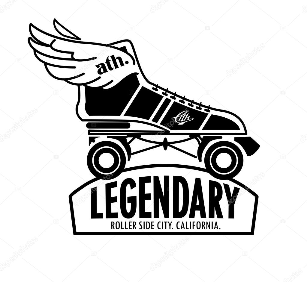 Roller skate with wings Emblem roller skate with wings — Stock Vector