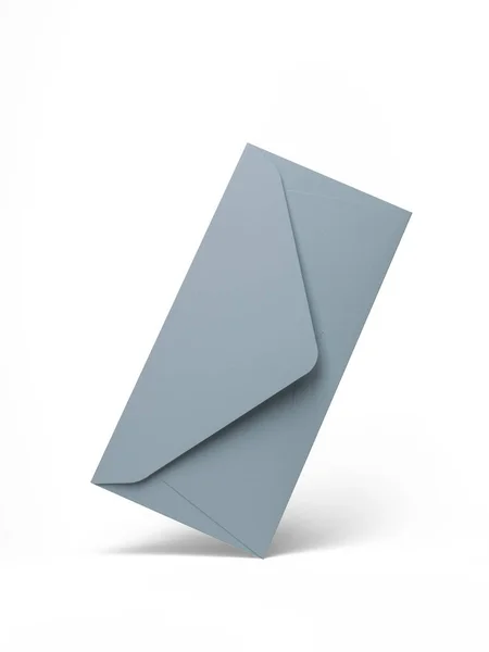 Envelope Azul Escuro Sobre Fundo Branco Com Lado Abertura — Fotografia de Stock