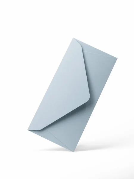 Enveloppe Bleue Sur Fond Blanc Avec Une Ouverture Latérale — Photo