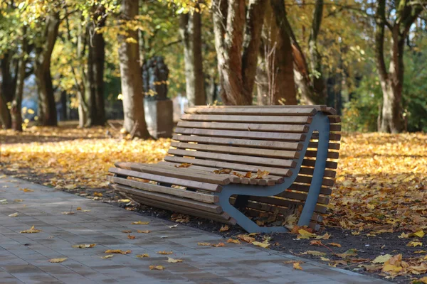 Herfst Stadspark Landschap Bank Voor Mensen — Stockfoto