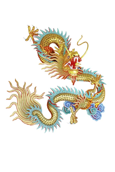 Foto stock Estátua de dragão dourado no templo chinês na Tailândia — Fotografia de Stock