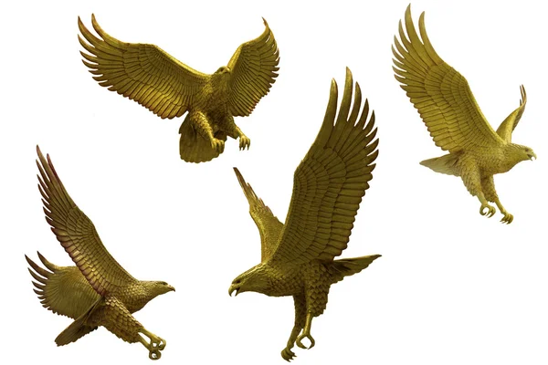Statua delle aquile d'oro con grandi ali espanse Fotografia Stock