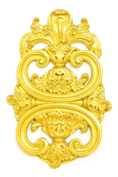 Di un antico ornamento d'oro su sfondo bianco — Foto Stock