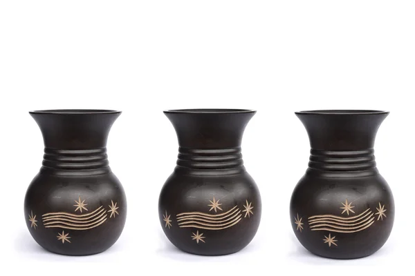 Três decoração vaso imagem no fundo branco — Fotografia de Stock
