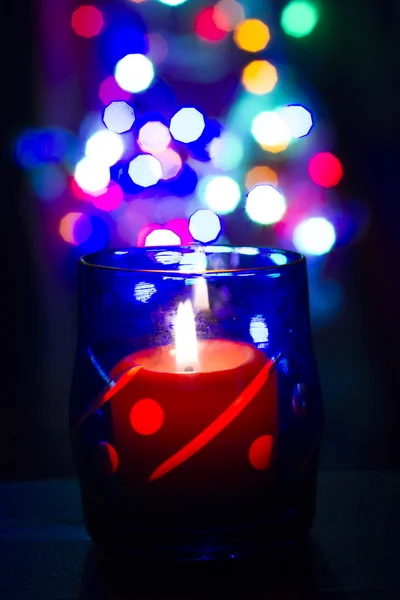 Bokeh beautiful light and fragrance candle in the darkness Stock Image