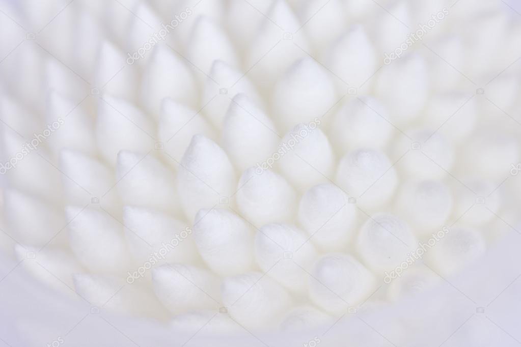 Close up of cotton buds heads, showing the soft fibers. 