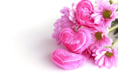 Sevgililer kalp kumaş pembe Kasımpatı - stok görüntü ile