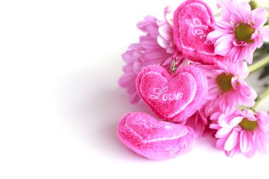 Sevgililer kalp kumaş pembe Kasımpatı - stok görüntü ile