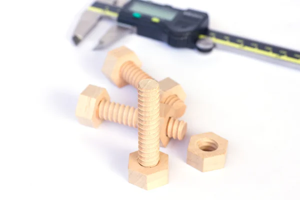 Wooden nuts and bolts - Stock Image — Stock Photo, Image