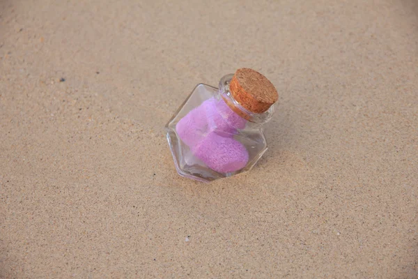 Heart Pillow in a bottle - Stock Image — Stock Photo, Image