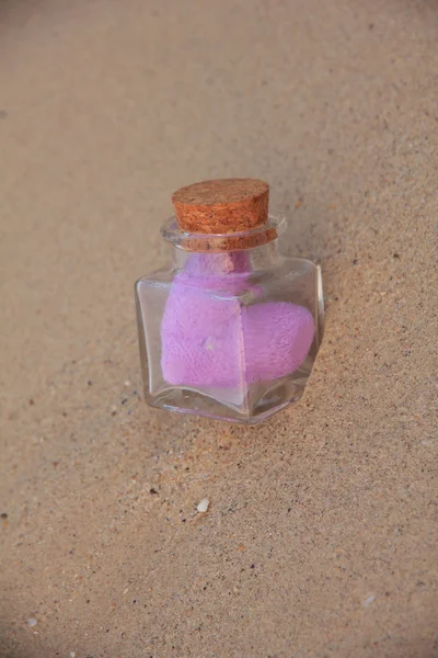 Heart Pillow in a bottle - Stock Image — Stock Photo, Image