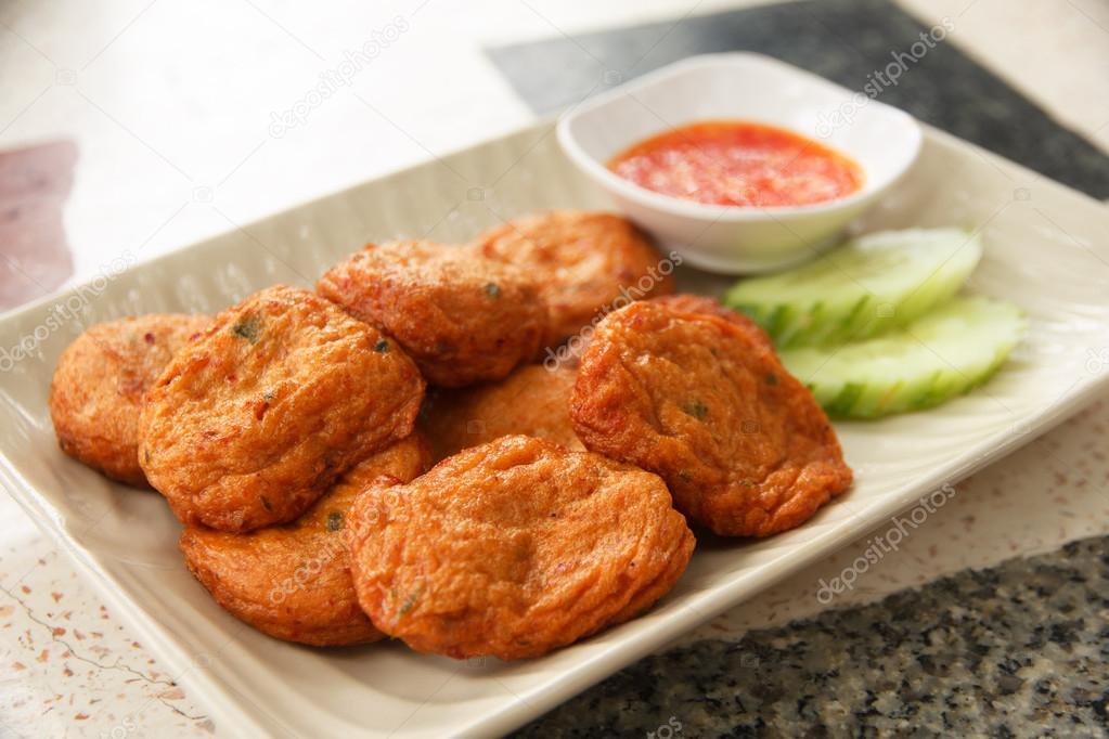 Fried Fish Cakes Thai Food - Stock Image
