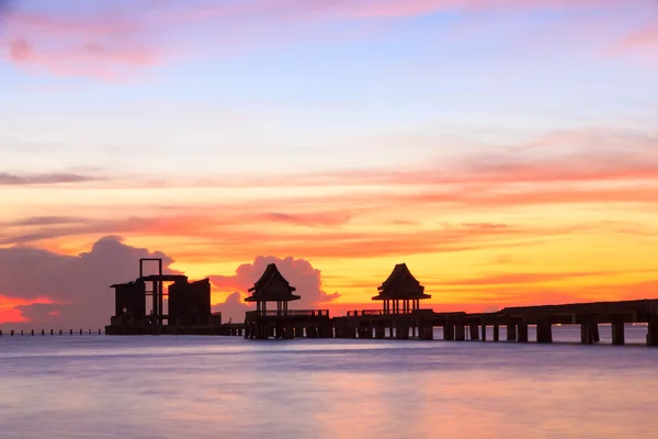 Stock Photo - wood bridge in evening — Stock Photo, Image