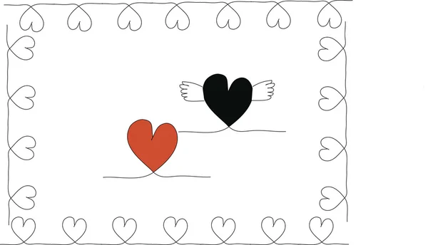 Stock-foto Dibujado a mano elegante amor corazones patrón — Foto de Stock