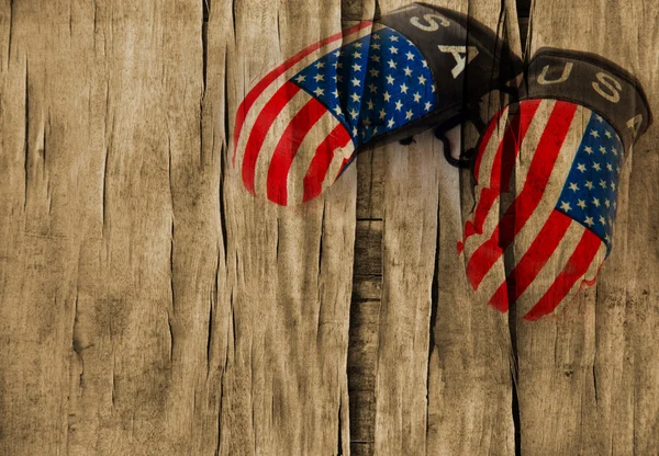 Pair of usa boxing gloves on the Old Wood Background - Stock Ima — Stock Photo, Image