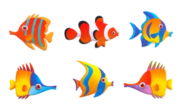 Stock Illustration:Cute fish collection set isolated on w — Stock Photo, Image