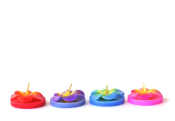 Stock Photo Beautiful composition with candles on white background — Stock Photo, Image