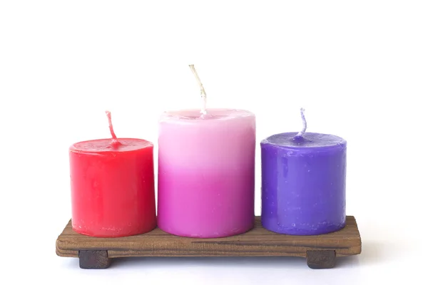 Stock Photo Beautiful composition with candles on white background — Stock Photo, Image