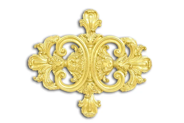 Foto d'archivio - cornice di un antico ornamento d'oro su una b bianca — Foto Stock