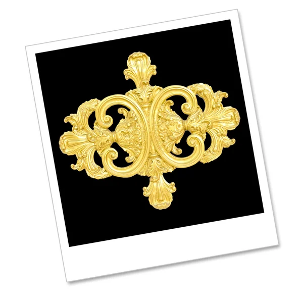 Ilustração de estoque: um ornamento de ouro antigo no memo polaroid p — Fotografia de Stock