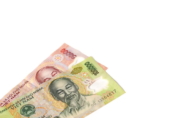 Stock Photo Vietnamese money (Dong),vietnam money on white wooden background — Stock Photo, Image