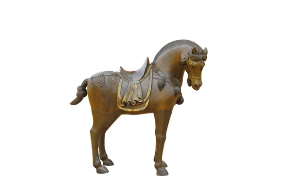 Foto de stock: Hermosa escultura de caballo de madera aislada o — Foto de Stock