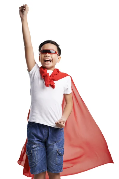 スーパーヒーローの衣装の男の子 — ストック写真