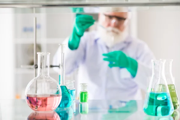 Reagents and liquids in laboratory — Stock Photo, Image