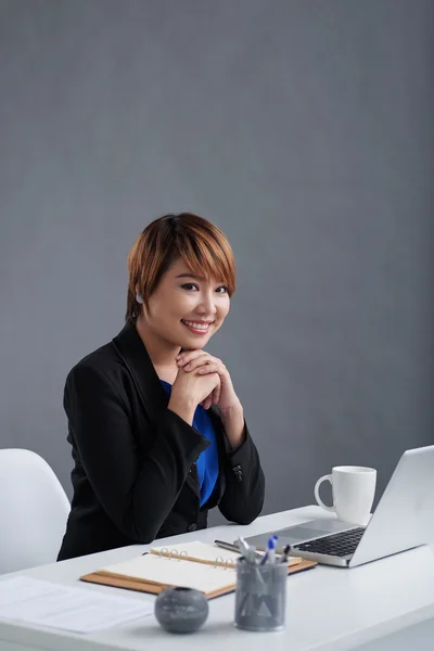 Mulher trabalhando no laptop — Fotografia de Stock