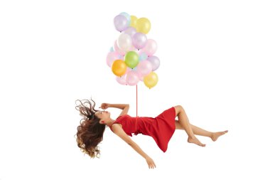 Balonlar grup tarafından kadın kaldırdı