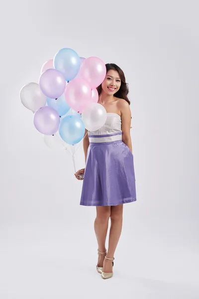 Chica con globos de colores —  Fotos de Stock