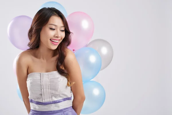 Chica con globos de colores —  Fotos de Stock