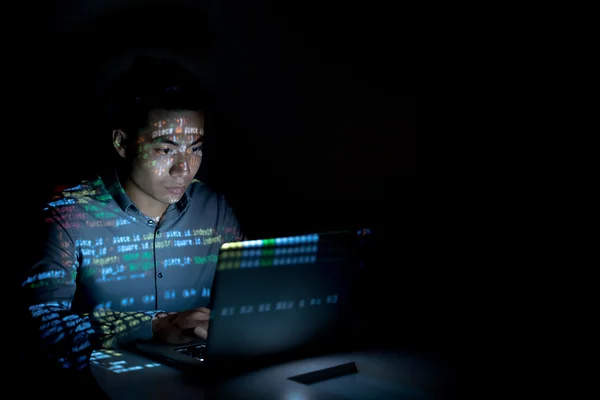 Кодирование разработчиков программного обеспечения ночью — стоковое фото