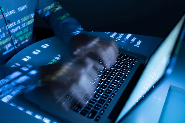 Hands of coder typing — Stock Photo, Image