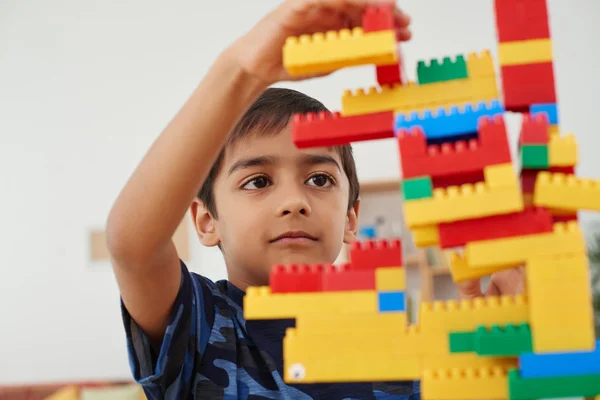 Little boy playing with constructor — Stock Photo, Image