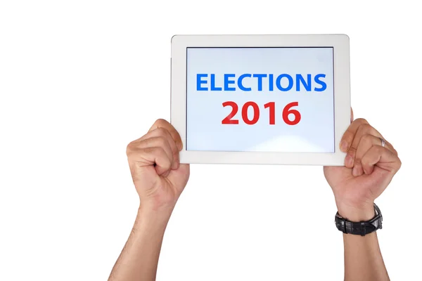 Eleições 2016 inscrição no tablet — Fotografia de Stock
