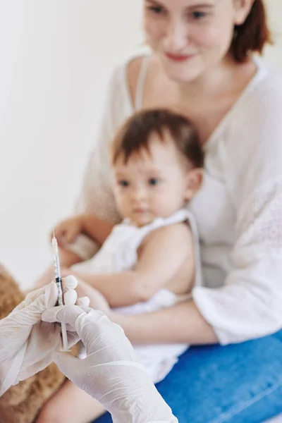 Mother Daughter Came Vaccination Medical Office — Stock Photo, Image