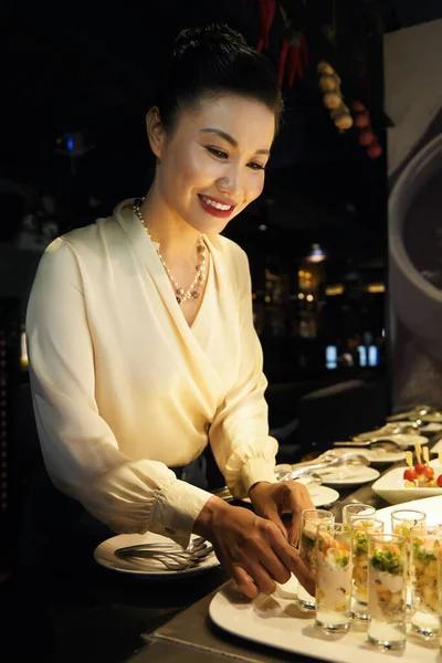 Smiling Beautiful Restaurant Manager — Fotografia de Stock