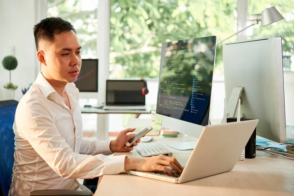 Developer Checking Programming Code — Stock Fotó