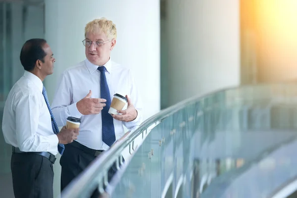 Entrepreneur Standing on Balcony of Office Building — Stock Photo, Image