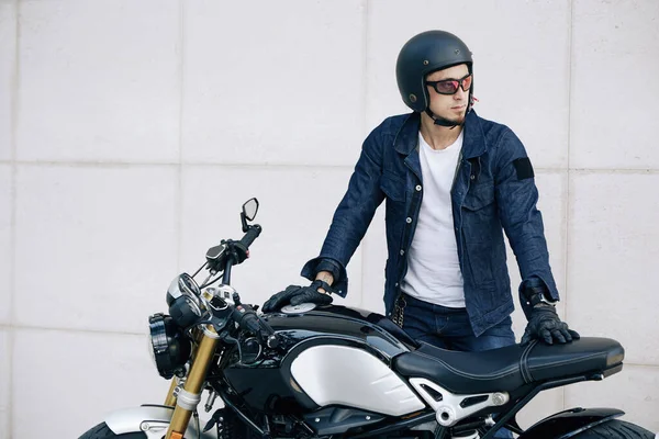 Portrait of serious motorcyclist — Stock Photo, Image