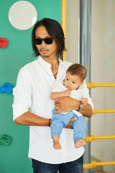 Young Father Carrying Little Baby — Stock Photo, Image