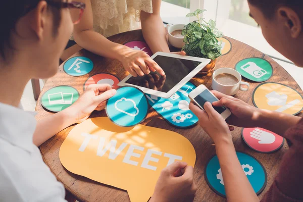 Designers working on icons for the application — Stock Photo, Image