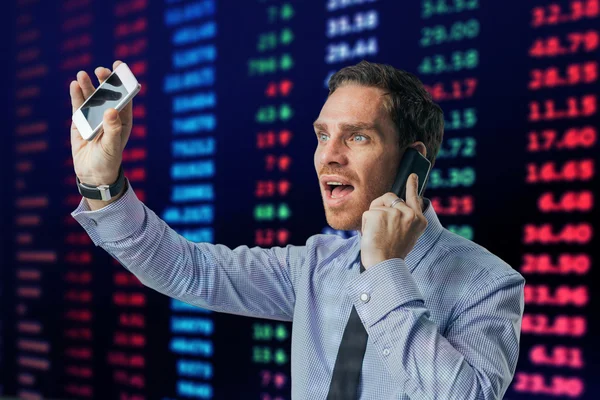 Busy financial broker — Stock Photo, Image