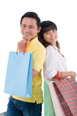 Vietnamca çift holding alışveriş torbaları