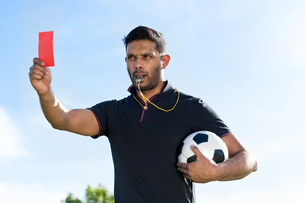 Referee with red card — Stock Photo, Image